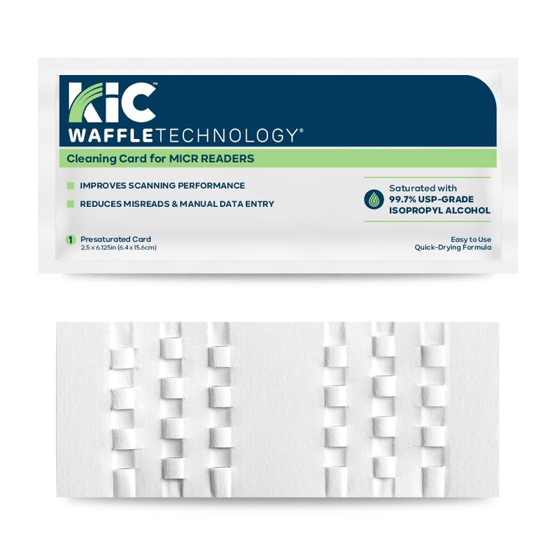 Waffletechnology KICTeam - Waffletechnology Cleaning Cards for MICR Check Readers (15 Cards) - Presaturated with Quick Drying Solution - Made in USA - Image 1